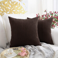 (Pack of 2, Brown Coffee ) Cushion Covers Stripe Velvet Cushion Cover Pack of 1, 2 & 4