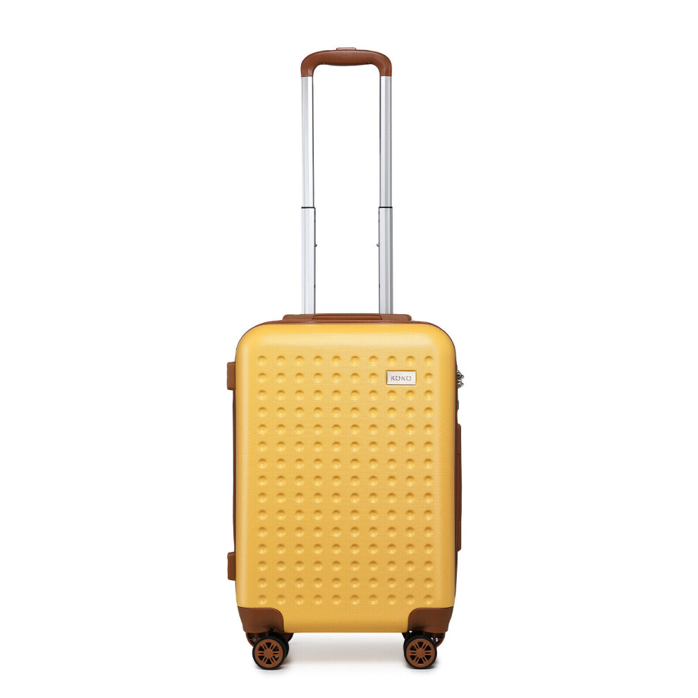 (20 Inch) 13/20/24/28Inch ABS Hard Shell Suitcase Set Travel 4 Wheels Cabin Hand Luggage - Yellow