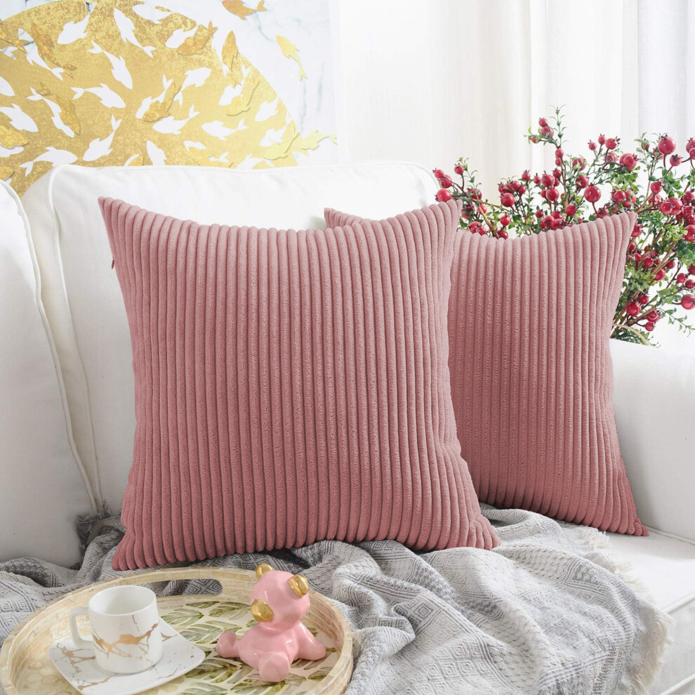 (Pack of 2, Pink) Cushion Covers Stripe Velvet Cushion Cover Pack of 1, 2 & 4