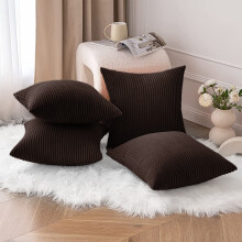 (Pack of 4, Brown Coffee ) Cushion Covers Stripe Velvet Cushion Cover Pack of 1, 2 & 4