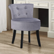 Velvet Dressing Table Chair Vanity Stool with Wing Back, Padded Round Seat, Wooden Legs - 39x40x69cm, Seat Height 45cm