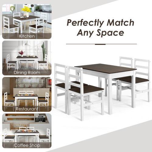 Costway Dining Table & 4 Chairs Set for 4 Easy Assembly Dining Room LivingRoom 2