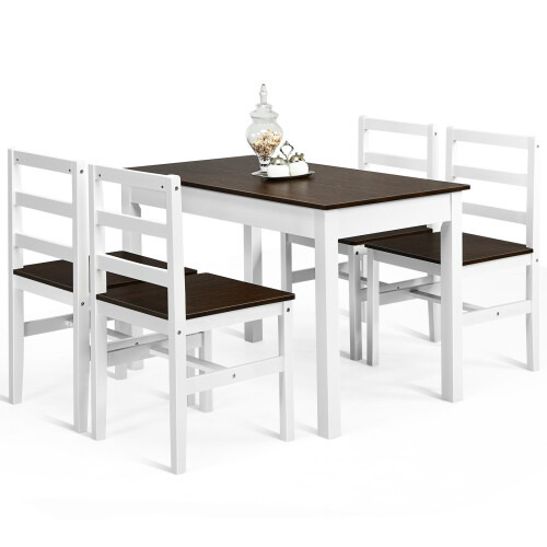 Costway Dining Table & 4 Chairs Set for 4 Easy Assembly Dining Room LivingRoom