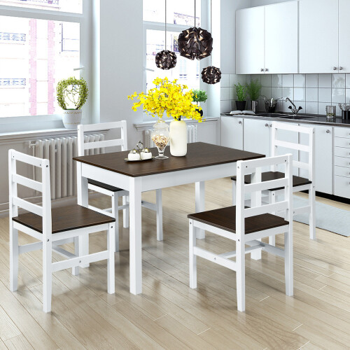 Costway Dining Table & 4 Chairs Set for 4 Easy Assembly Dining Room LivingRoom 1