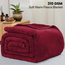 (Super King, Red/ Burgundy Blanket) Fleece Blankets Throw Thick Warm Super Soft Bed Sofa Travel Large Faux Fur Mink Blanket Double & King