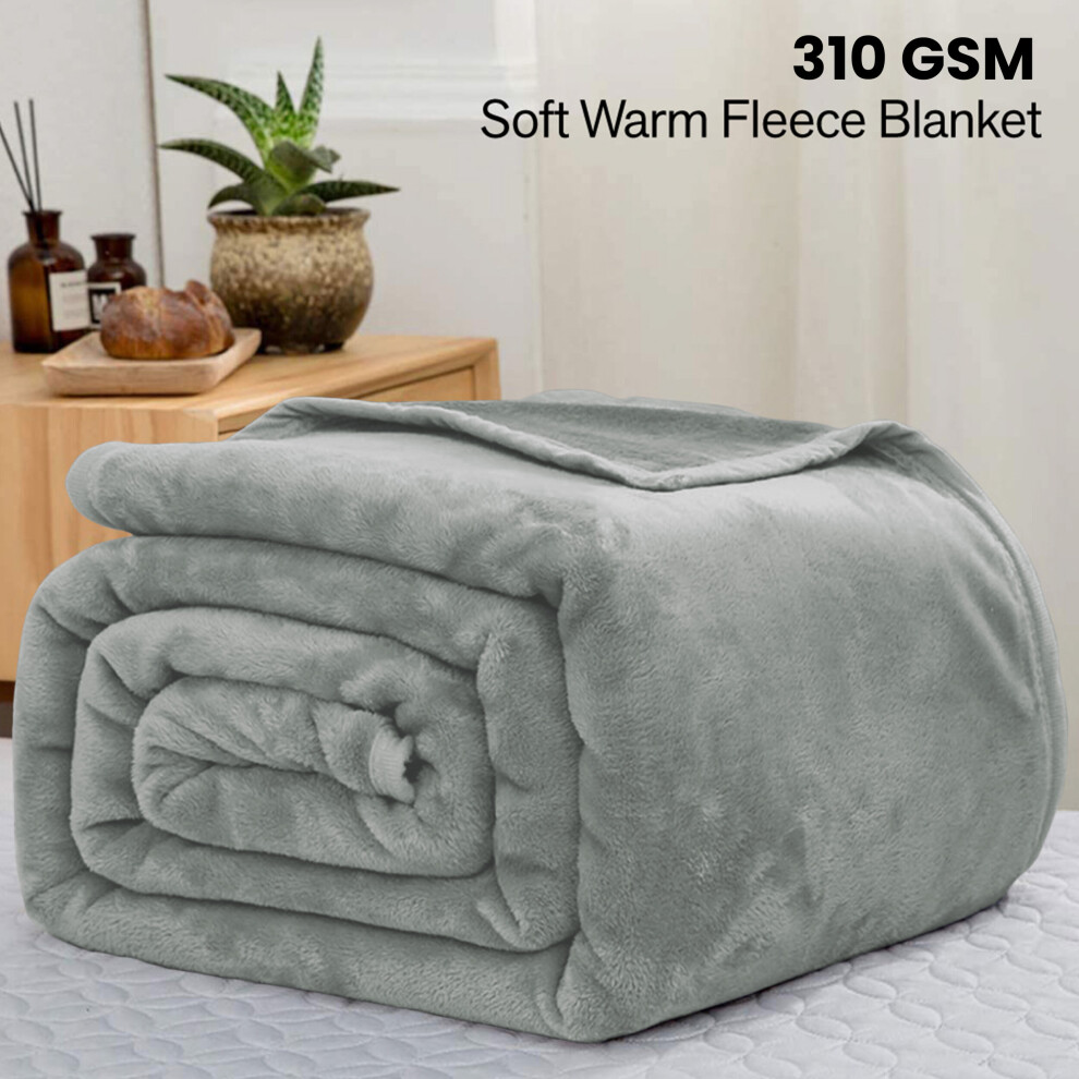 Aspire Homeware (King, Blanket) Fleece Blankets Throw Thick Warm Super Soft Bed Sofa Travel Large Faux Fur Mink Blanket Double & King Silver