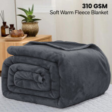 (Super King, Grey Blanket) Fleece Blankets Throw Thick Warm Super Soft Bed Sofa Travel Large Faux Fur Mink Blanket Double & King