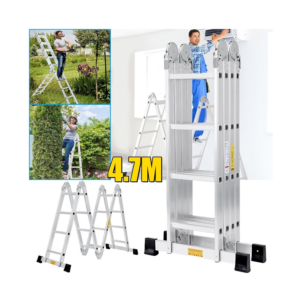 4.7M Heavy Duty Aluminium Ladder Multi-Purpose Folding Steps Ladders 930856500273