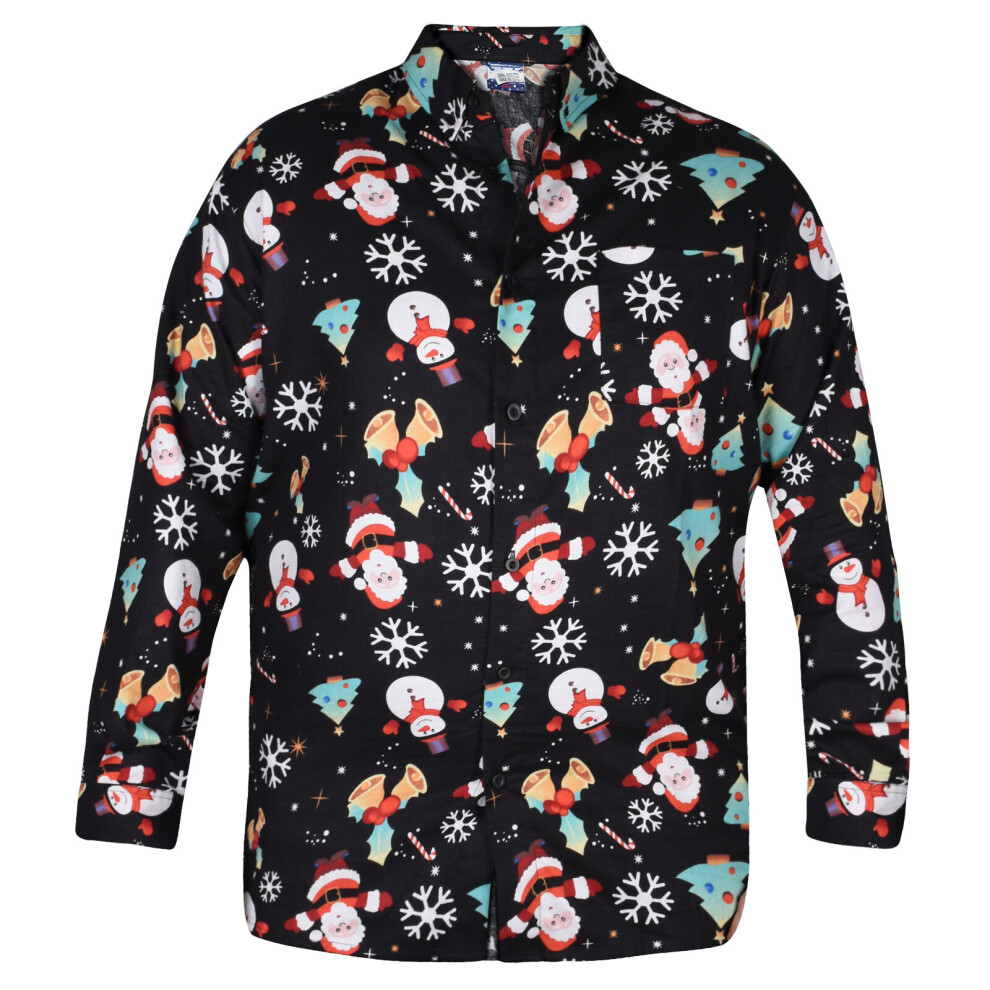(Black, L) Men Long Sleeve Christmas Party Fancy Casual Shirt