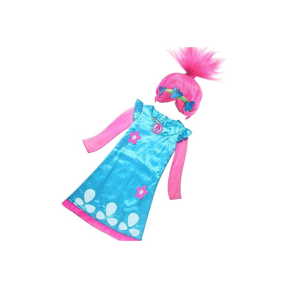 (12-14 Years) Girls Dress Halloween Kids Trolls Poppy Costumes