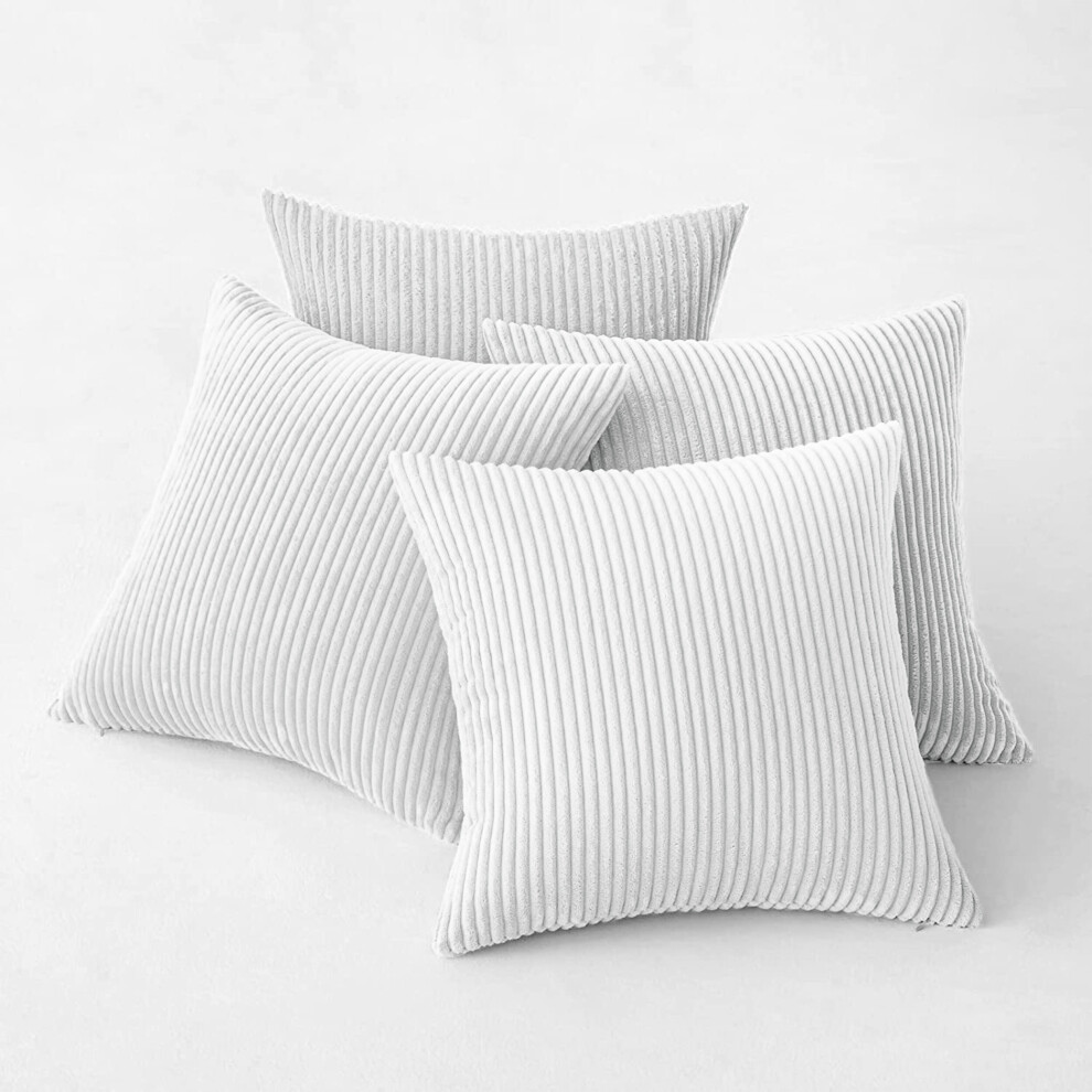 (Pack of 4, White) Cushion Covers Stripe Velvet Cushion Cover Pack of 1, 2 & 4