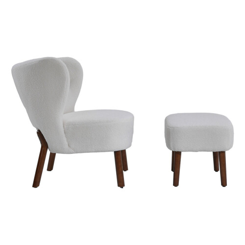 Living And Home Teddy Bear Fur Tufted Accent Chair with Footstool 2