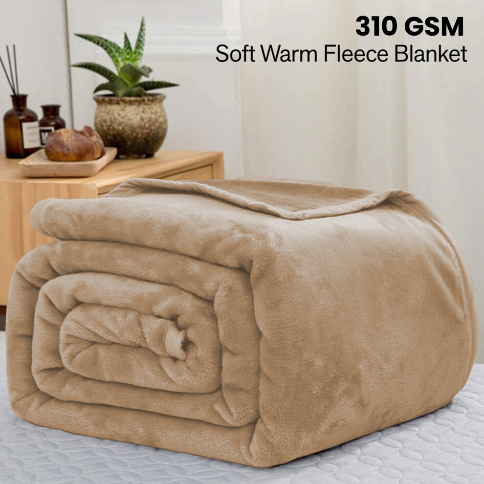 Aspire Homeware (King, Camel Blanket) Fleece Blankets Throw Thick Warm Super Soft Bed Sofa Travel Large Faux Fur Mink Blanket Double & King Brown
