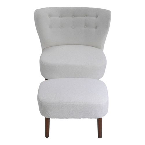 Living And Home Teddy Bear Fur Tufted Accent Chair with Footstool 1