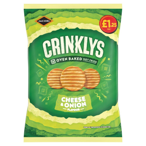 Jacob's Crinklys Cheese & Onion Snacks 90g ( pack of 15 ) 1
