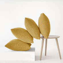(Pack of 4, Ochre Yellow) Stripe Velvet Cushion Cover Pack of 1,2 & 4