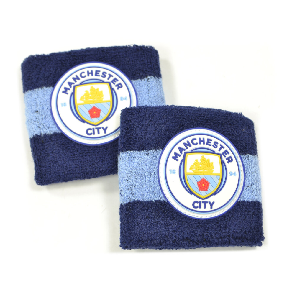 Man City FC Cotton Wristbands Navy Blue Sky Blue