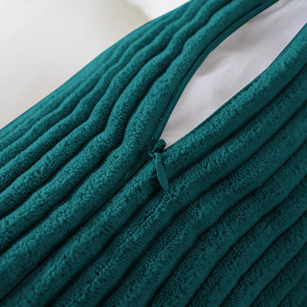 (Pack of 1, Teal) Stripe Velvet Cushion Cover Pack of 1,2 & 4