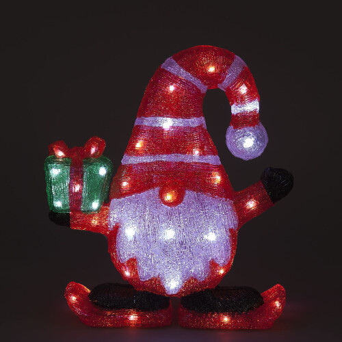 Snow Time 40cm Acrylic Santa with Gift 50 Ice White LED Lights