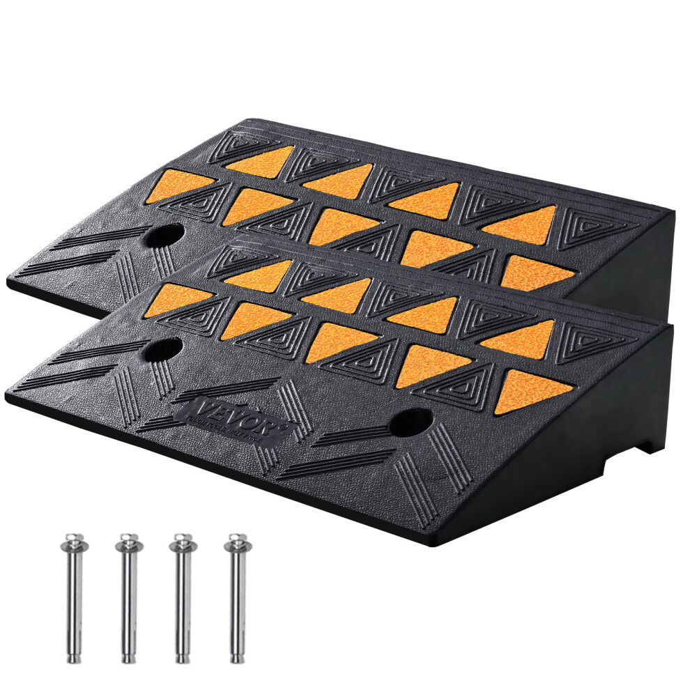 Vevor Rubber Curb Ramp 2 Pack, 4.3" Rise Height Heavy-Duty 33069 Lbs/15 T Capacity Threshold Ramps, Driveway Ramps With Stable Grid Structure