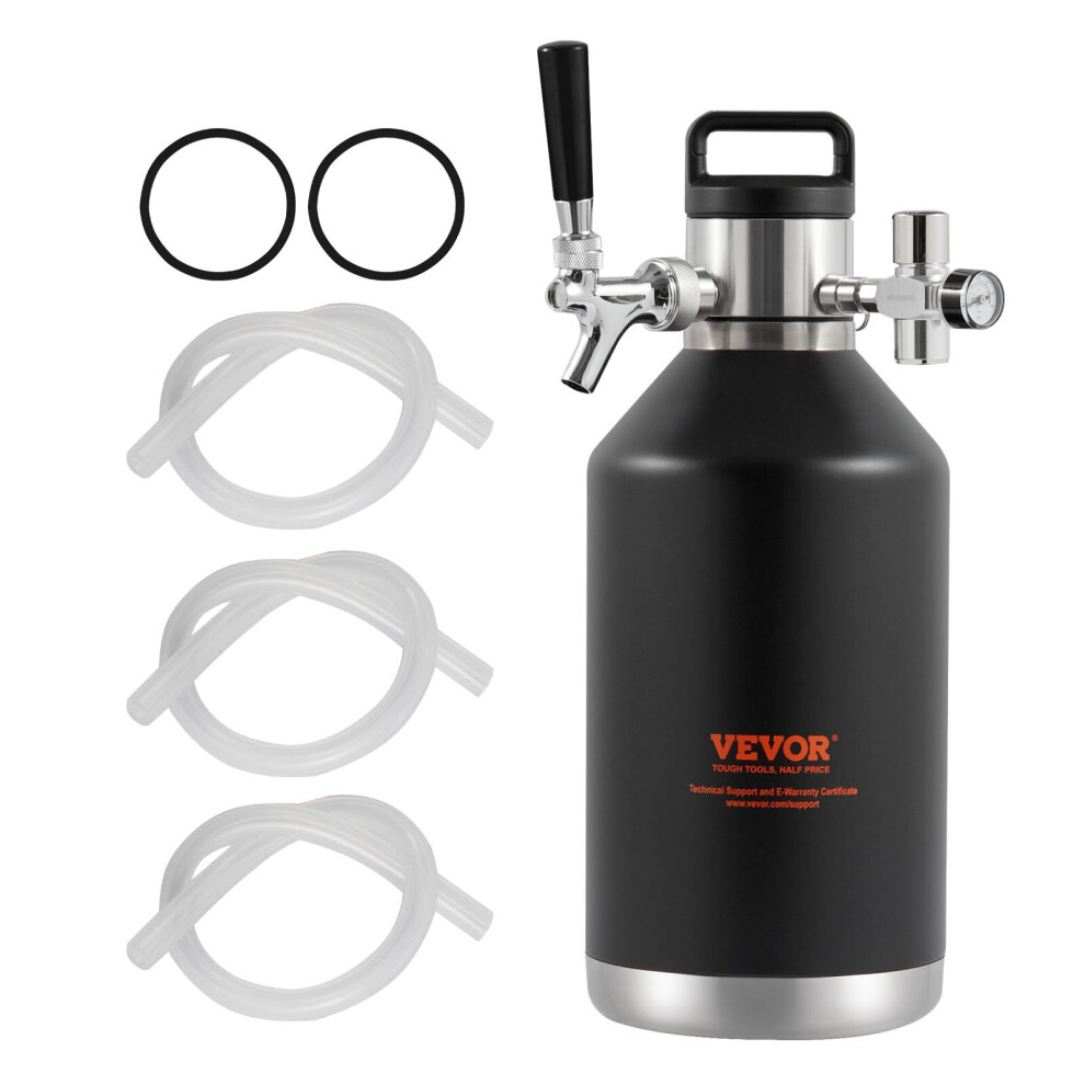 VEVOR Beer Growler Tap System, 128Oz 4L Mini Keg, 304 Stainless Steel Pressurized Beer Growler