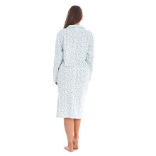 (Green, 3XL) Malay Ladies Winter Nightdress Long Sleeve Collar Floral Print Warm Thermal Nightwear