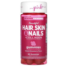 Pink, Schön, Haare, Haut und Nägel + Kollagen, Natürliche Erdbeere, 60 Gummies