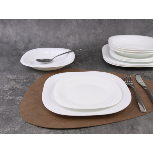 Hudson Square, 24 piece) 12/24 White Glass Dinner Set Small