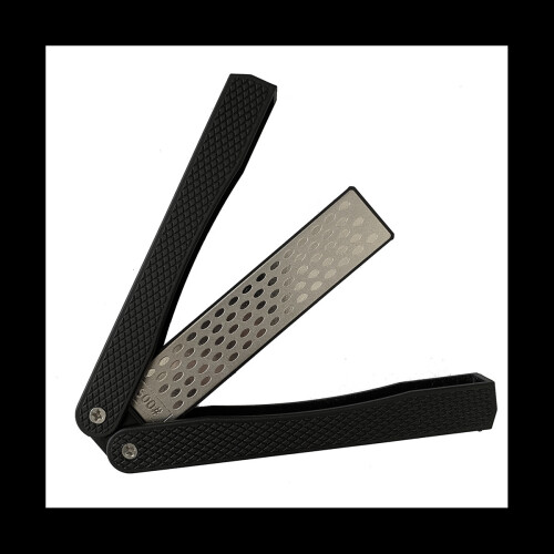 Double Sided Diamond Sharpener, Handheld Fine Coarse Diafold Blades Sharpening Stone 400/600 Grit Black 1