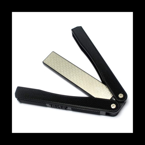 Double Sided Diamond Sharpener, Handheld Fine Coarse Diafold Blades Sharpening Stone 400/600 Grit Black 2