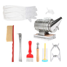 Beekeeping Honey Tools Kit Set of 9 Bee Hive Smoker Equipment Supplies with Beekeepers Gloves