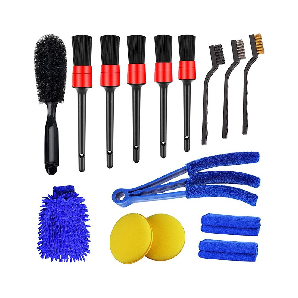 15 PCS Car Detailing Brush Set,Car Interior Cleaning Kit Includes Detail Brushes, Wheel Brush, Wheel Tire Brush Kit