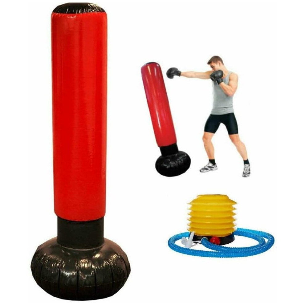 Summerlee Punching Tower Large Inflatable Strong PVC Punch Bag with Anti Leak Water Weighted Base and Included Foot Pump Anger Relief