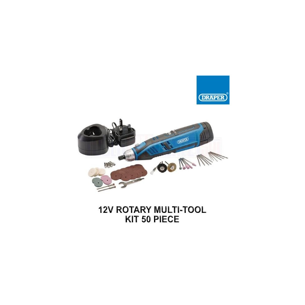 Draper 50 Piece 12V Rotary Multi-Tool Kit 1 X 1.5Ah Battery 1 X Charger - 70298