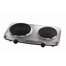 Russell Hobbs 15199 2-Plate Mini Hot Plate Hob - Stainless Steel, 1500 W, Independent Temperature Control
