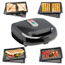 Sensio Home Multi Functional 3 in 1 Stylish Waffle, Deep Fill Sandwich, Panini or Grill Maker Machine Interchangeable Non Stick Easy Clean