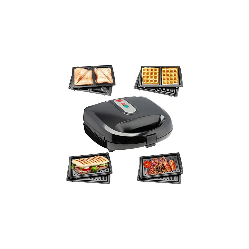 Sensio Home Multi Functional 3 in 1 Stylish Waffle, Deep Fill Sandwich, Panini or Grill Maker Machine Interchangeable Non Stick Easy Clean