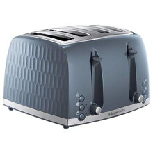 Russell Hobbs 26073 4 Slice Toaster - Contemporary Honeycomb Design with Extra Wide Slots and High Lift Feature, Grey