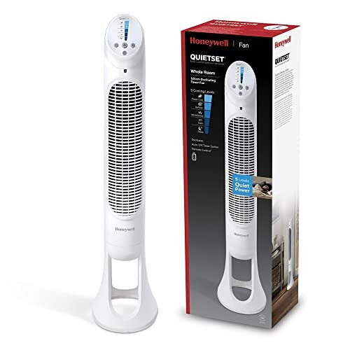 Honeywell Honeywell QuietSet Whole Room Oscillating Tower Fan (5 Speed Settings, Oscillating 80, Timer Function, Auto-Off Lights