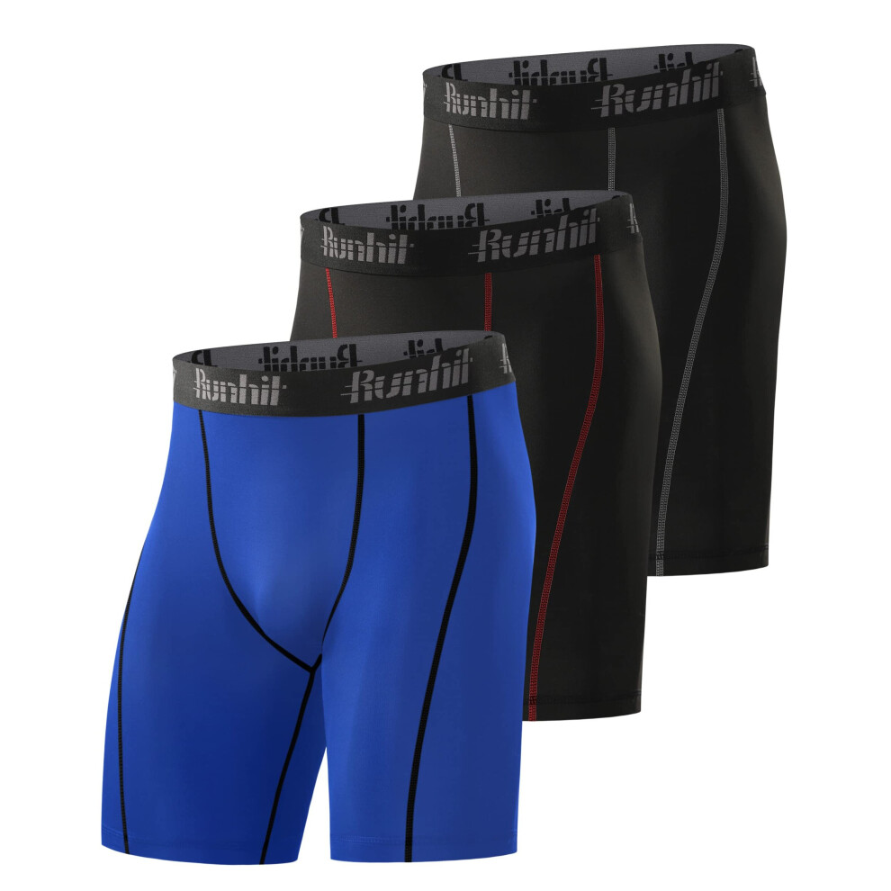 Shorts de compression pour hommes Runhit (lot de 3), shorts de yoga de compression en ?lasthanne, sous-v?tements d'entra?nement, de course ? pied