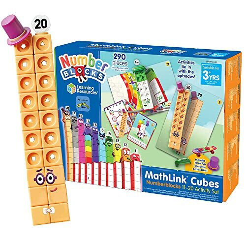 Learning Resources Learning Resources MathLink Cubes Numberblocks 11-20 Activity Set, 30 Activities Linked to TV Episodes, 155 Cubes & More 1