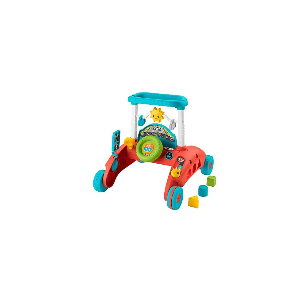 Fisher-Price 2-Sided Steady Speed Walker - UK English Edition, interactive car-themed baby walking toy, HJP47