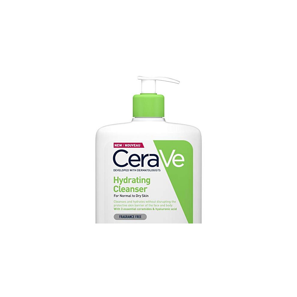 CeraVe Hydrating Cleanser for Normal to Dry Skin 1 Litre with Hyaluronic Acid and 3 Essential Ceramides