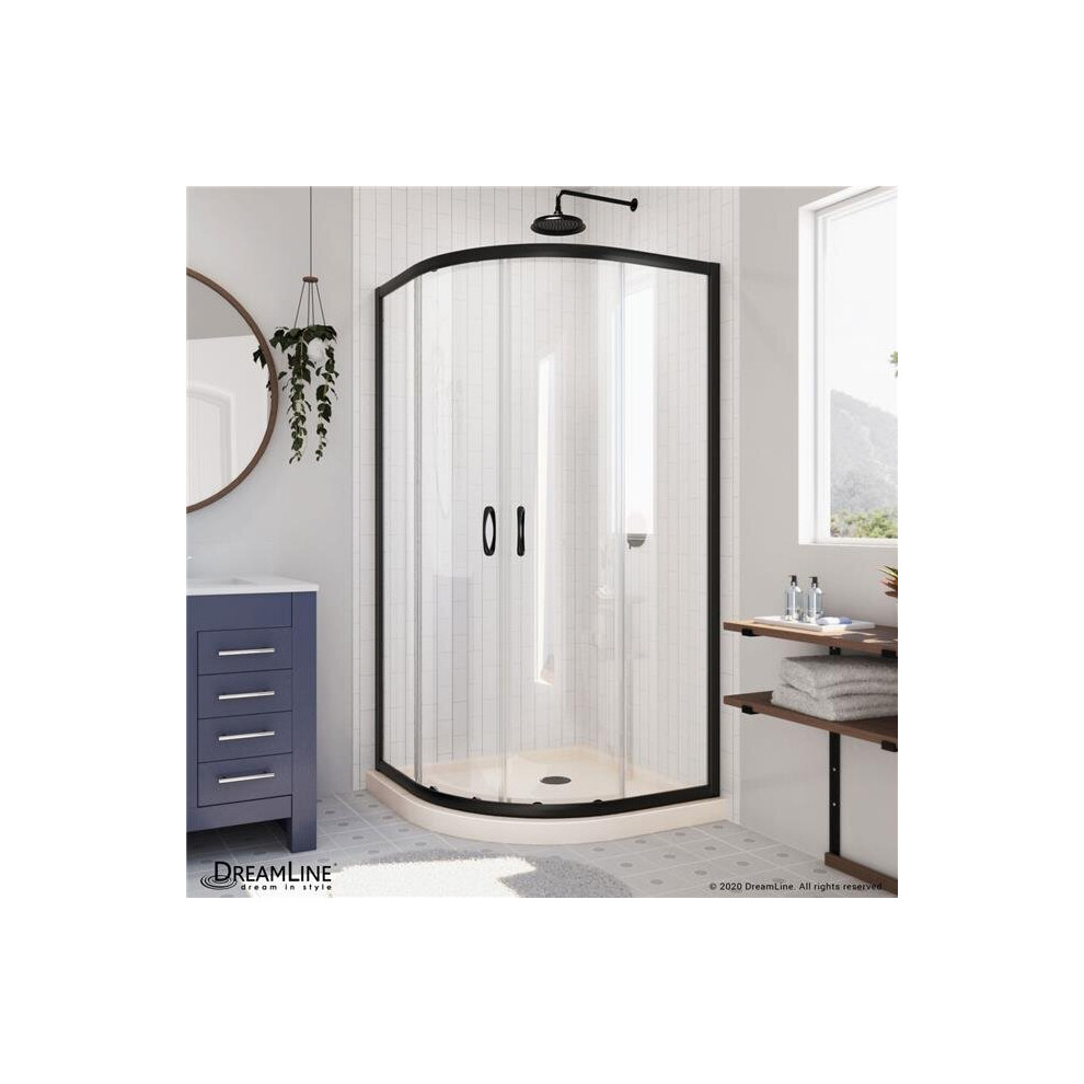 Photos - Shower Screen Organization DL-6703-22-09 38 x 74.75 in. DreamLine Prime Semi-Frameless Clear Glass Sliding Shower Enclosure in Satin Black