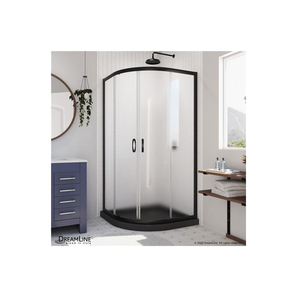 Organization Dl-6702-89-09Fr 36 X 74.75 In. Dreamline Prime Semi-Frameless Frosted Glass Sliding Shower Enclosure In Satin Black With Black Base Kit 849388073370
