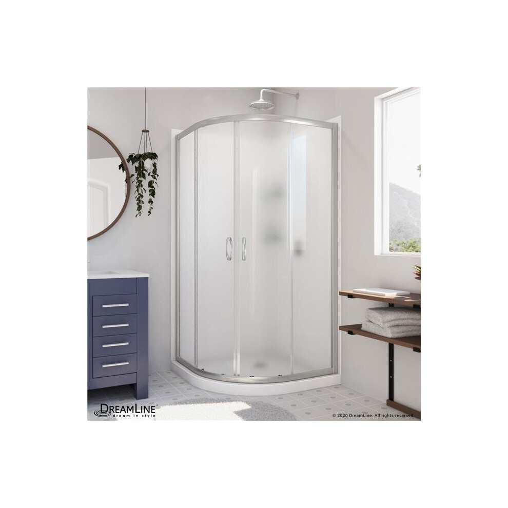 Photos - Shower Screen Organization DL-6152-04FR 33 x 76.75 in. DreamLine Prime Semi-Frameless Frosted Glass Sliding Shower Enclosure in Brushed Ni