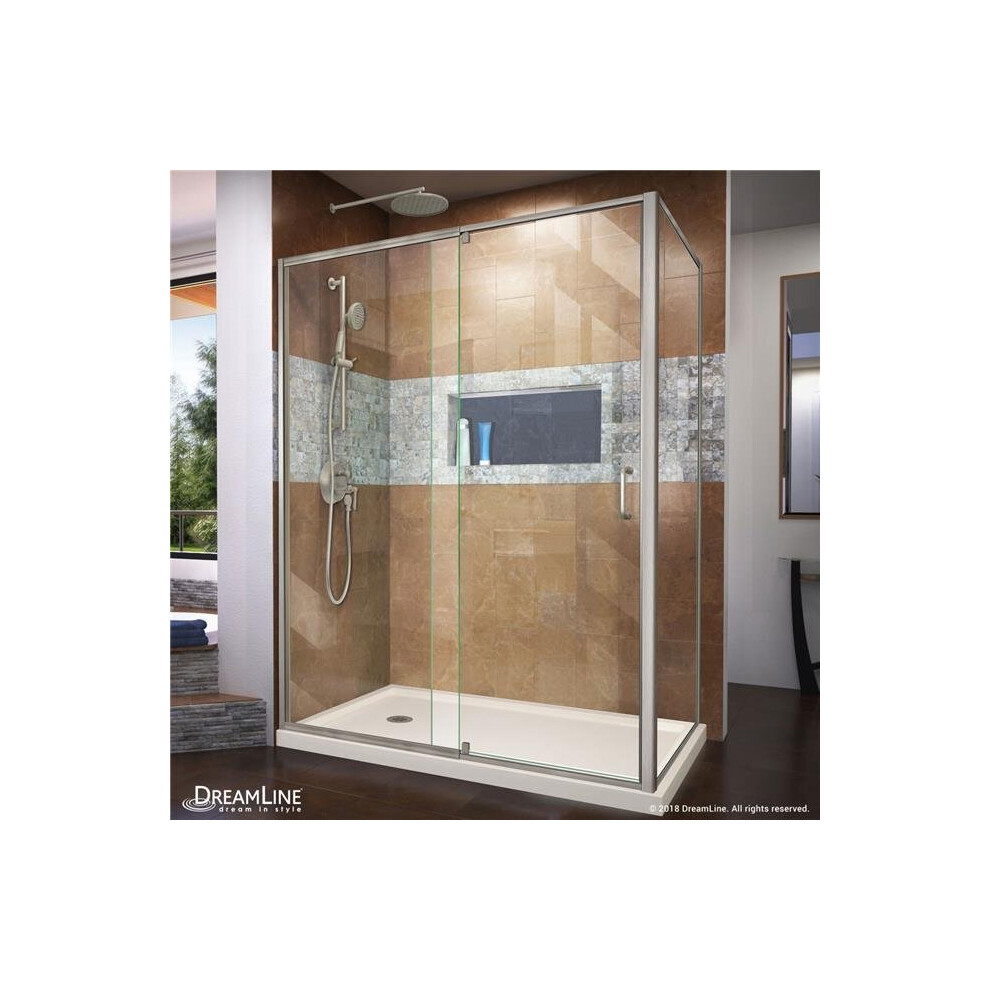 Photos - Shower Screen Organization DL-6720L-22-04 36 x 60 x 74.75 in. DreamLine Flex Semi-Frameless Shower Enclosure in Brushed Nickel with Left D