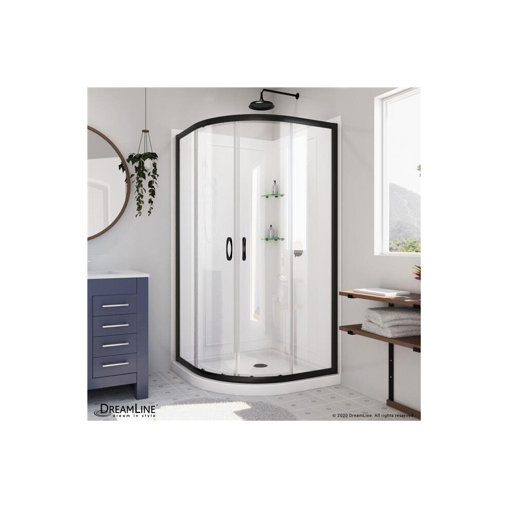 Organization DL-6152-09CL 33 x 76.75 in. DreamLine Prime Semi-Frameless Clear Glass Sliding Shower Enclosure in Satin Black with Base & Backwalls-image-OPC-PCCMZBG-NEW