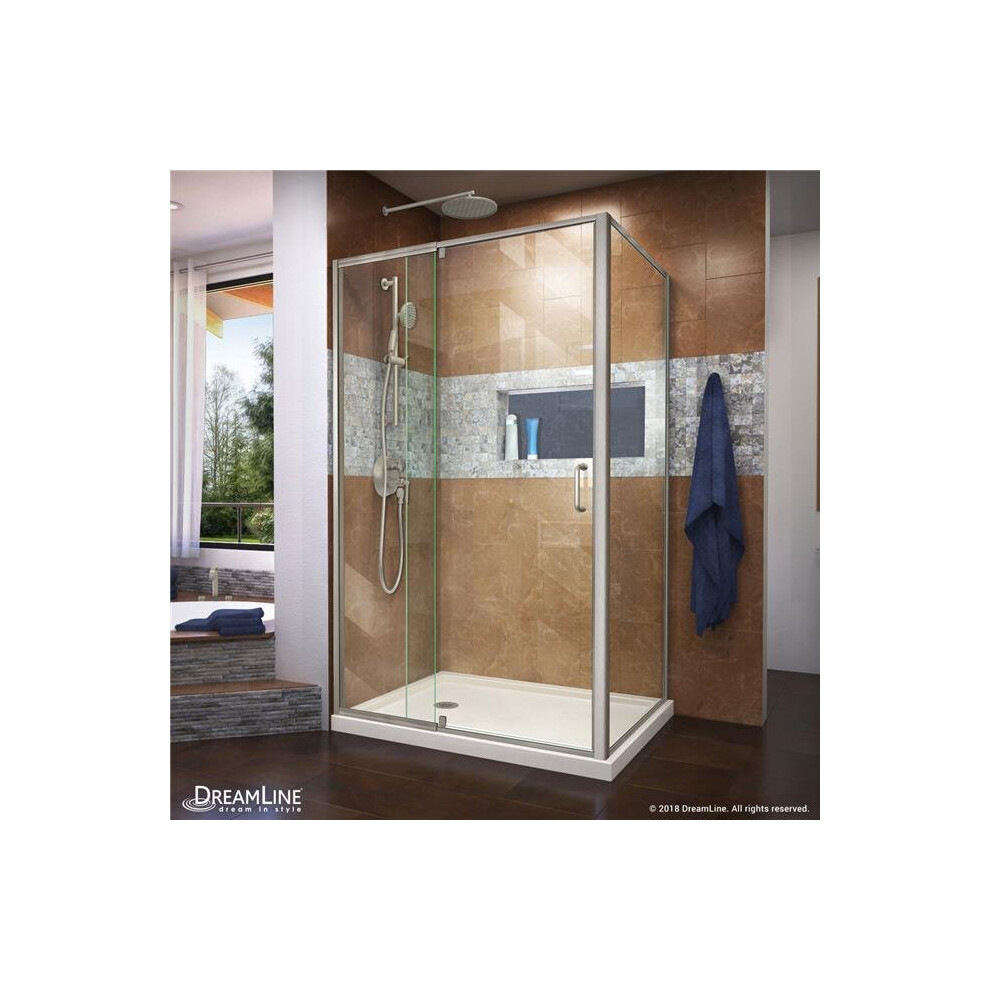 Photos - Shower Screen Organization DL-6719L-22-04 36 x 48 x 74.75 in. DreamLine Flex Semi-Frameless Shower Enclosure in Brushed Nickel with Left D