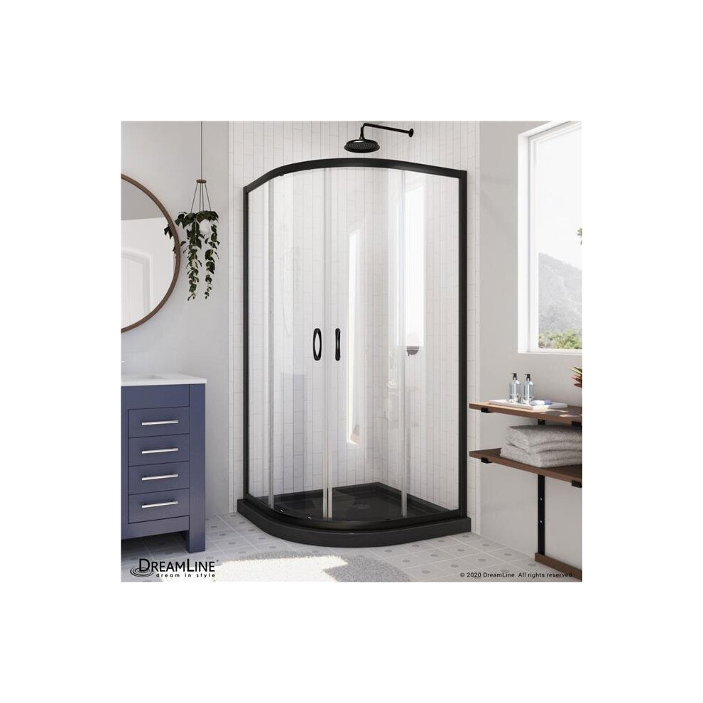 Photos - Shower Screen Organization DL-6703-89-09 38 x 74.75 in. DreamLine Prime Semi-Frameless Clear Glass Sliding Shower Enclosure in Satin Black